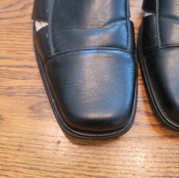 Majestic Collection Black Leather Open Closed Toe Slingback Sandals Shoes 13 - Picture 6 of 11